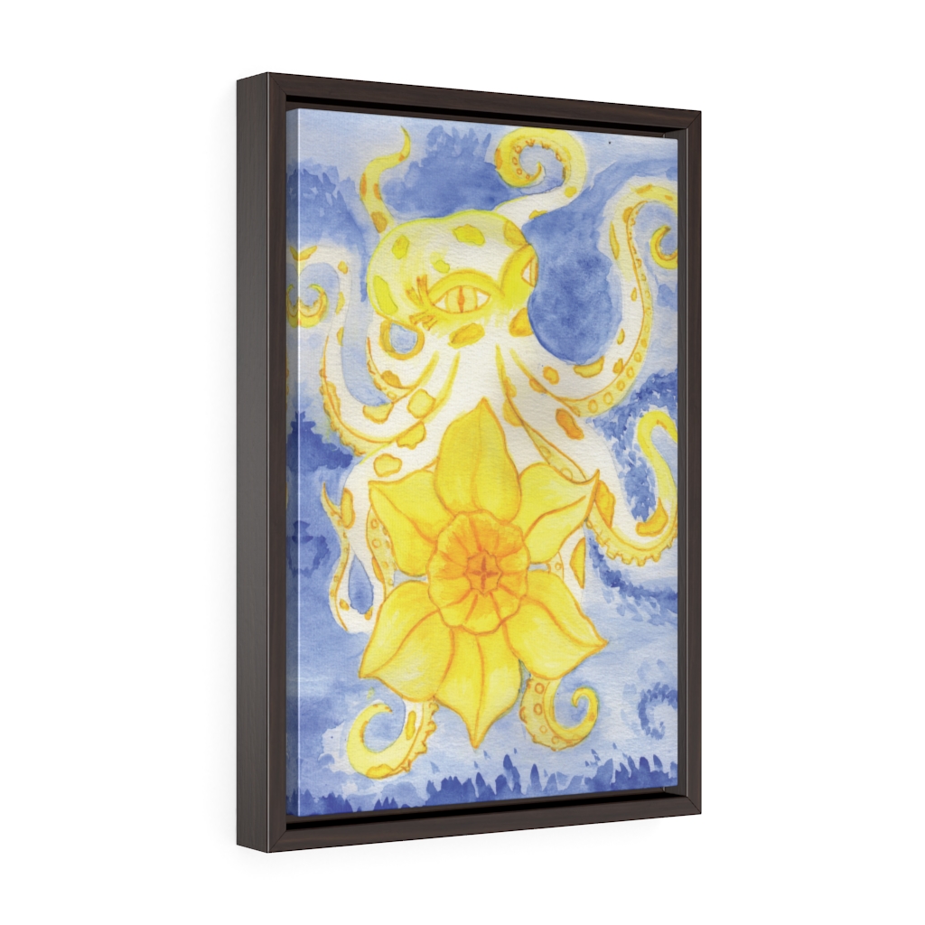 Watercolor Octopus | Vertical Framed Premium Gallery Wrap Canvas