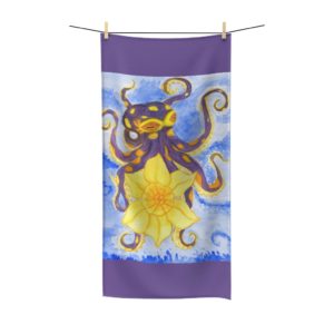 Octopus Holding Daffodil - Polycotton Towel