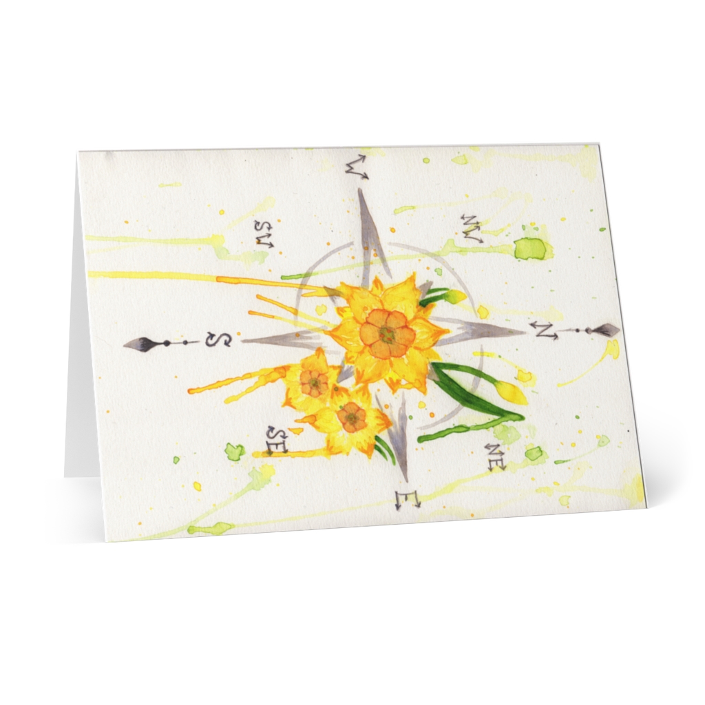 Compass Daffodil - Watercolor - Greeting Cards (8 pcs) - Image 4