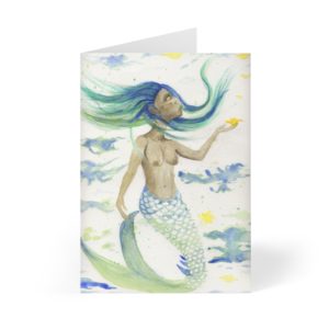 Mermaid Catching Daffodils - Greeting Cards (8 pcs)