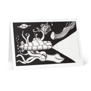 Submarine Search - B&W Pen and Ink Greeting Cards (8 pcs)