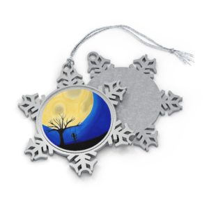 Swinging in The Moonlight Pewter Snowflake Ornament