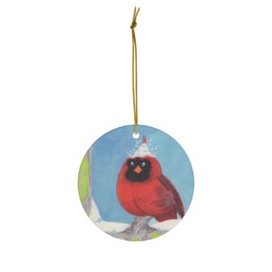 Cardinal In The Snow Ceramic Ornaments
