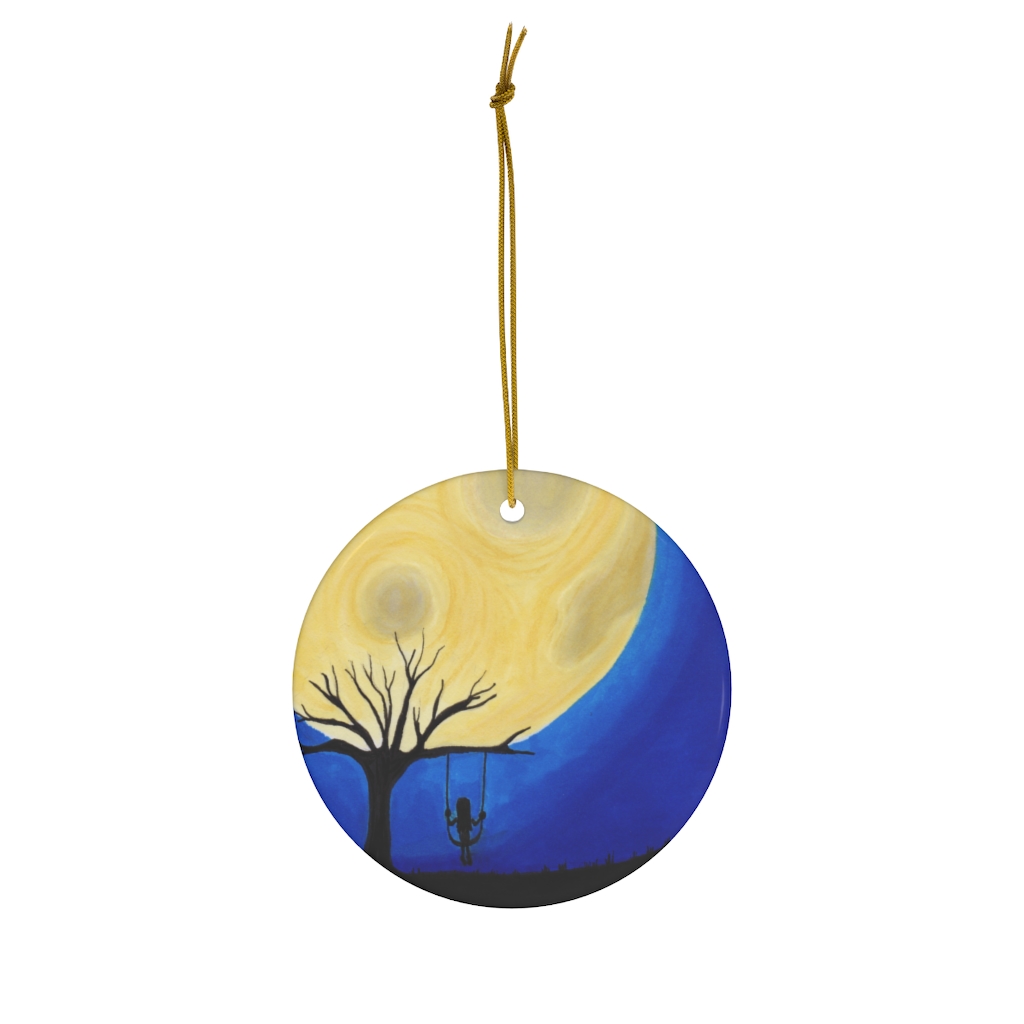 Swinging in The Moon Light Round Ceramic Ornaments - Image 2