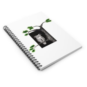 Owl in Virginia Pine- Pen and Ink - Spiral Notebook - Ruled Line