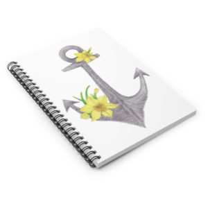 Anchor with Daffodil - Colored Pencil Drawing - Spiral Notebook - Ruled Line