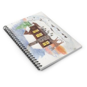 Holiday Cabin - Watercolor - Spiral Notebook - Ruled Line