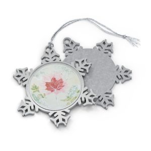 Colorful Leaf Pewter Snowflake Ornament