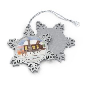 Holiday Cabin Pewter Snowflake Ornament