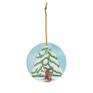 Enjoy The Snow Round Ceramic Ornaments