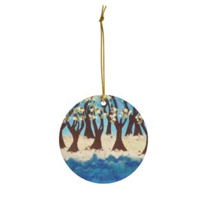 Dancing Trees Round Ceramic Ornaments
