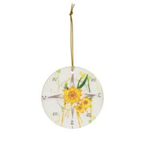 Daffodil Compass Round Ceramic Ornaments