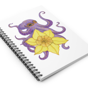 octopus with daffodil spiral notebook