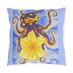 Octopus with Daffodil | Spun Polyester Square Pillow for Home Decor | Unique Gift Idea