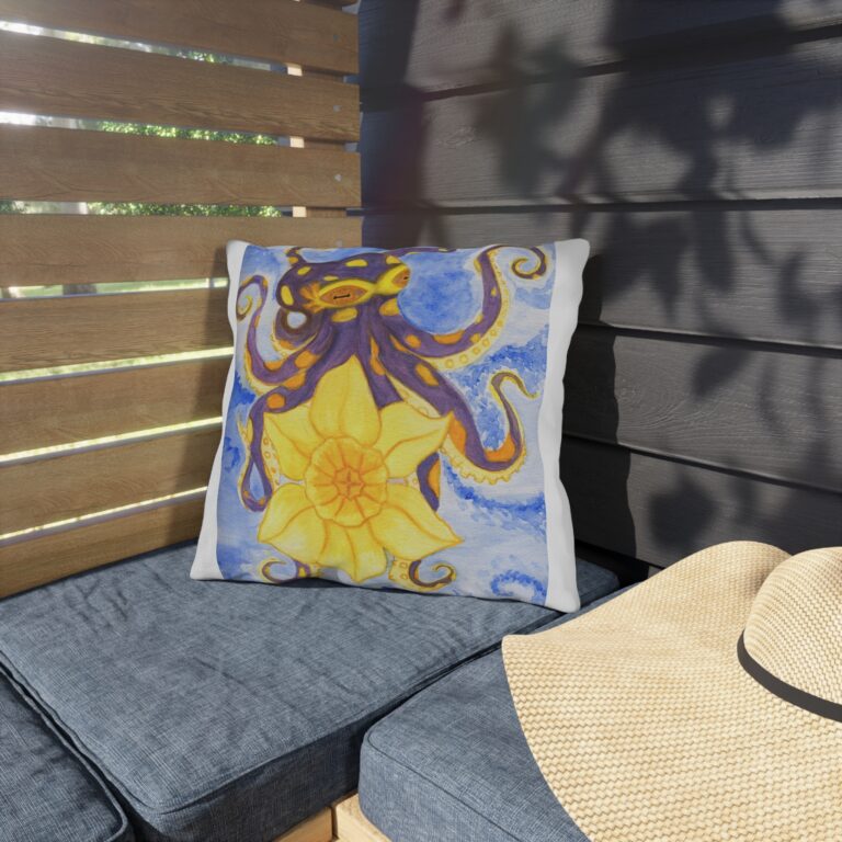 Octopus pillow styled on a patio