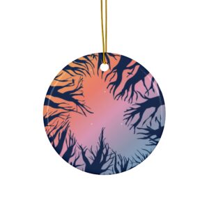 Bird Trees Round Ceramic Ornaments - Charming Holiday Decor Gift | Unique Gift Idea