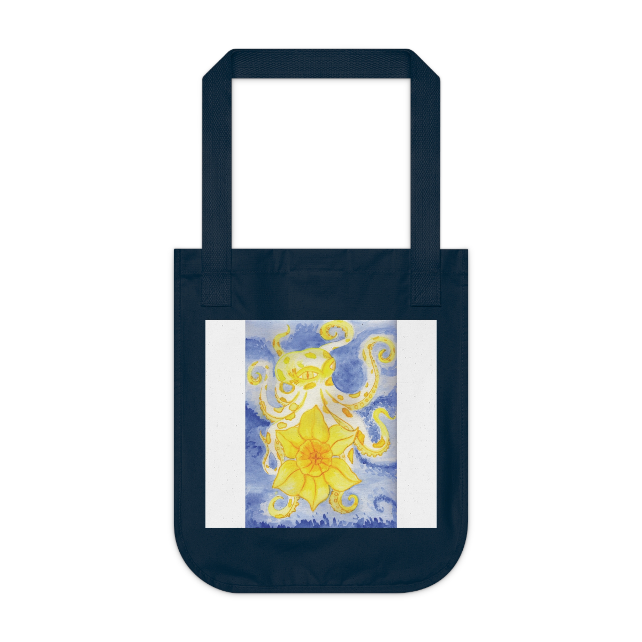 Octopus Holding Daffodil Organic Canvas Tote Bag - Stylish and Practical Carryall for Everyday Use - Image 9