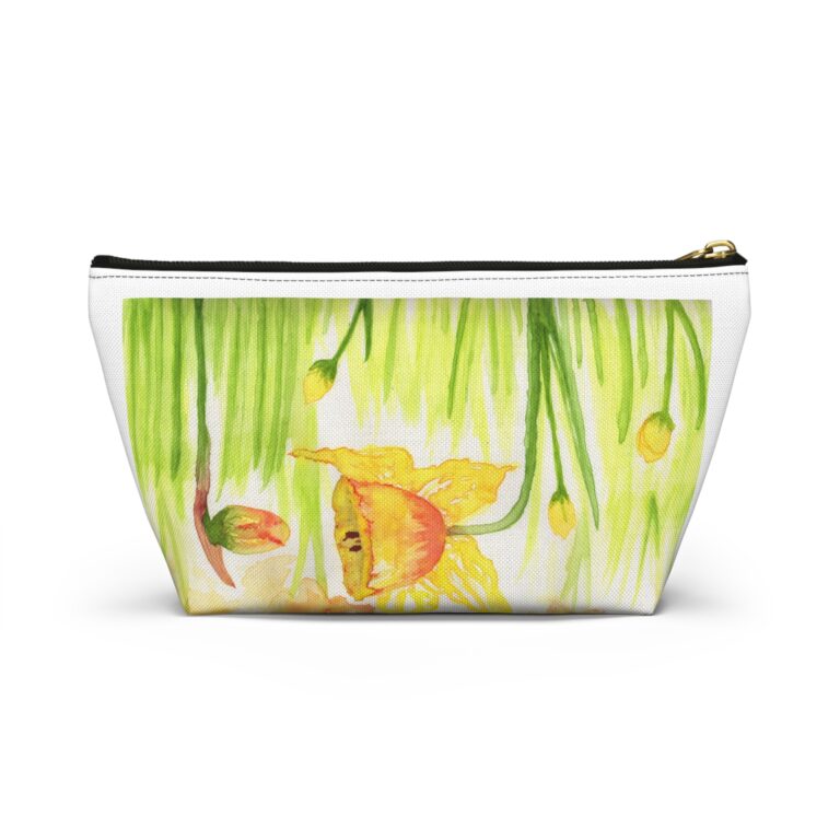 Daffodil watercolor printed on a pouch